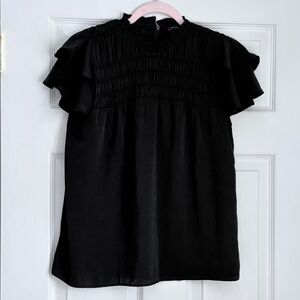 Ann Taylor Flutter Sleeve Smocked Blouse